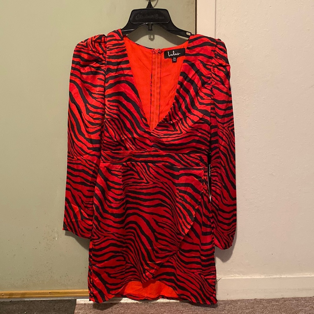 Lulus Red zebra striped dress